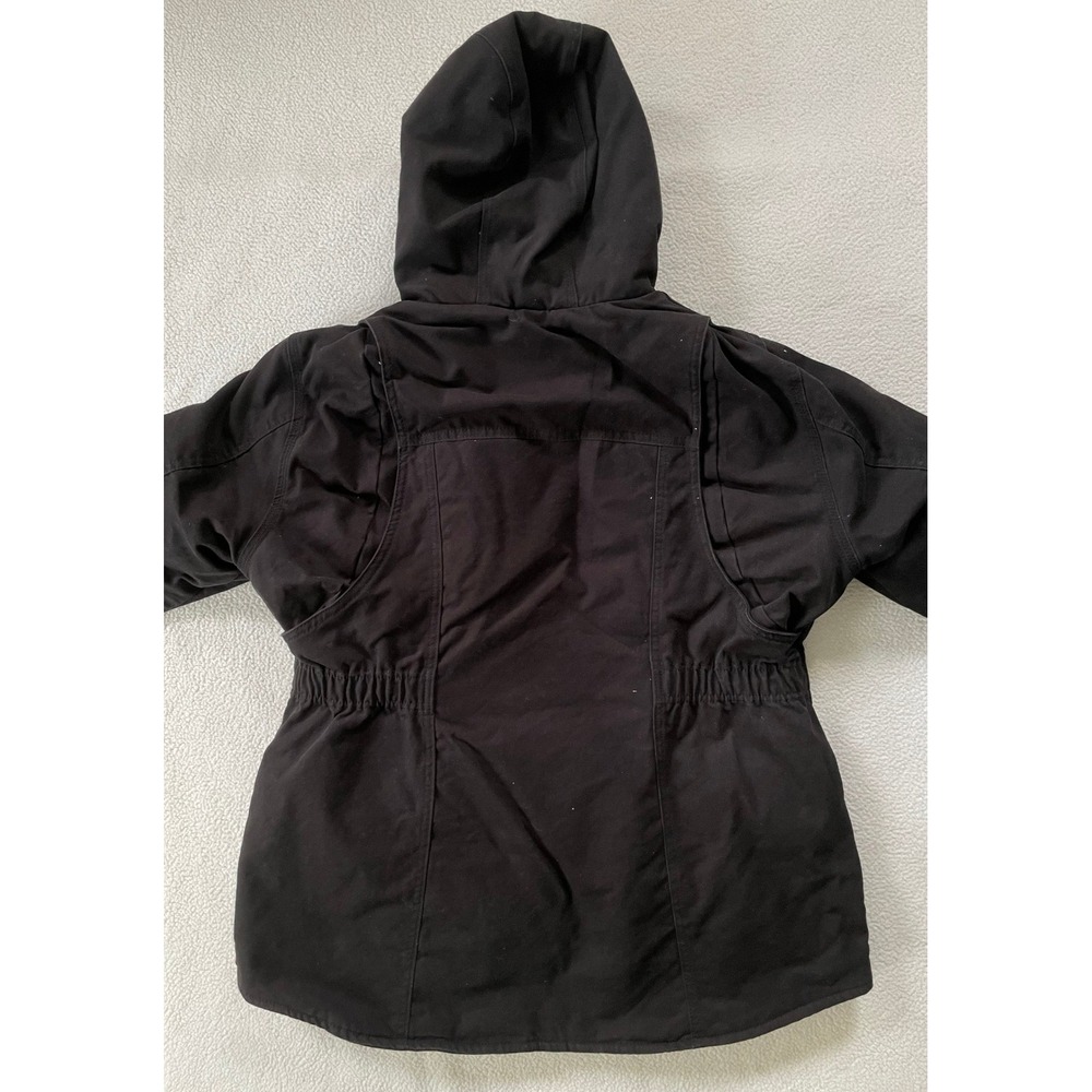Berne Womens Large Hooded Work Jacket Black Quilted Lined Canvas Utility WCH63BK - Picture 11 of 16